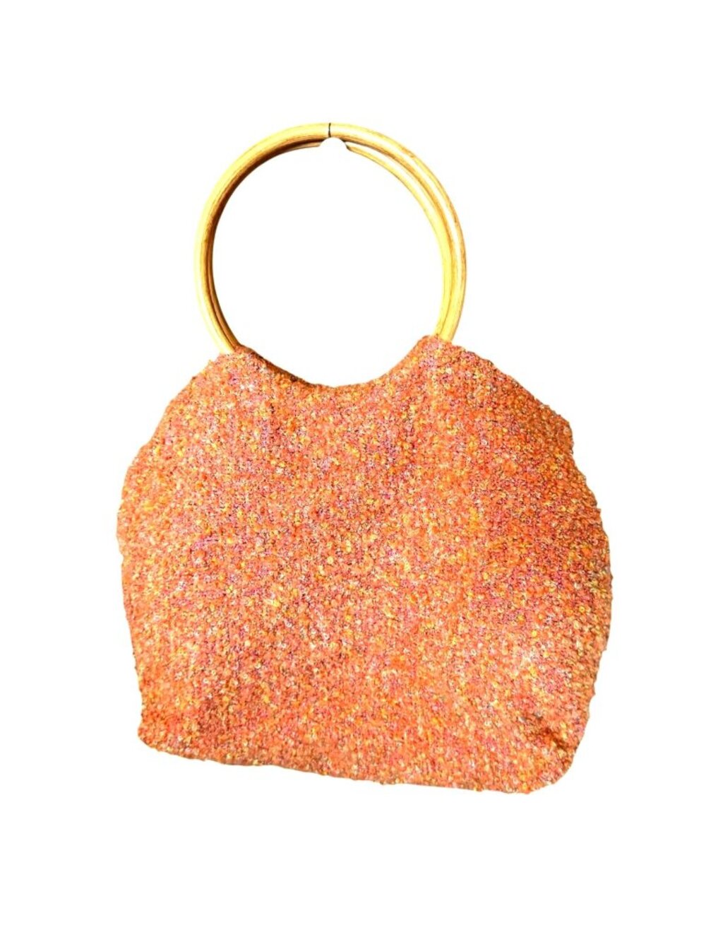 Y2K Candies Textured Tweed Tote With Bamboo Handles & Magnetic Snap Closure